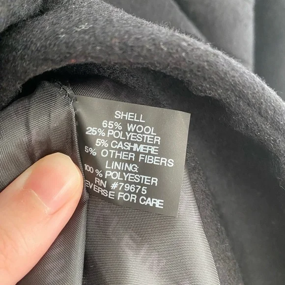 ANNE KLEIN *NWT* Plus-Sz Cashmere Blend Black Single Breasted Walker Coat Sz 14 - Picture 10 of 12